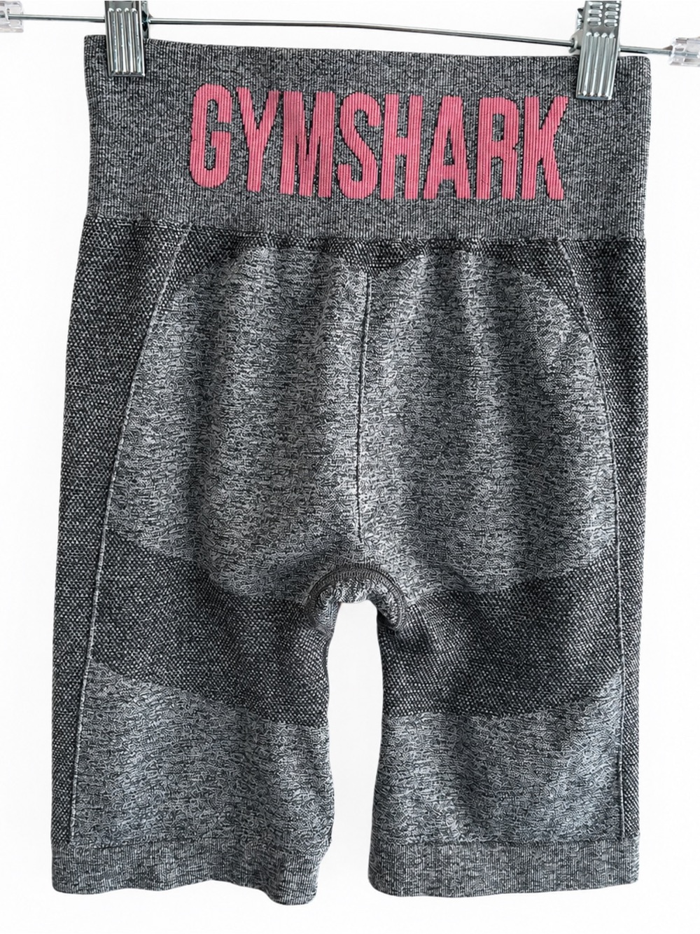 Gymshark Gray Seamless Biker Shorts with Pink Logo